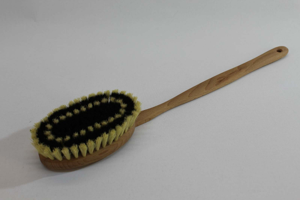 Saunabürste oval mit Stiel / Agave - Rosshaar